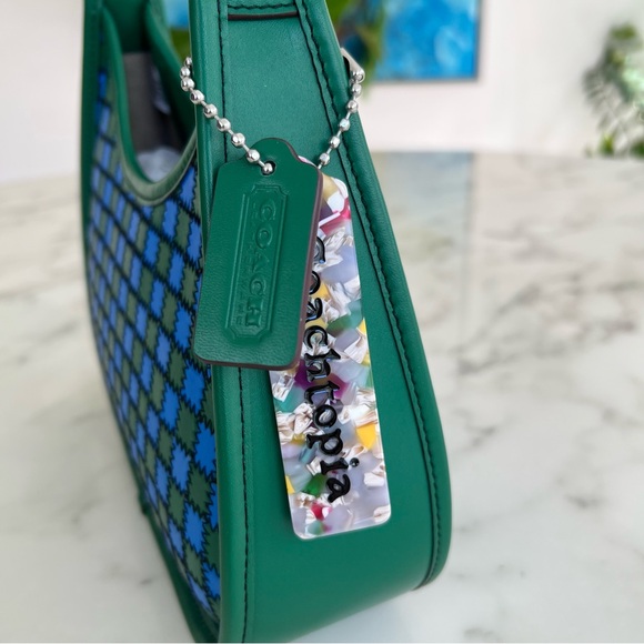 COACH Coachtopia Ergo Shoulder Bag in Mini Checkerboard Upcrafted Leather CK112 - Picture 7 of 14